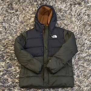 The North Face Men's Olive and Brown Puffer Jacket